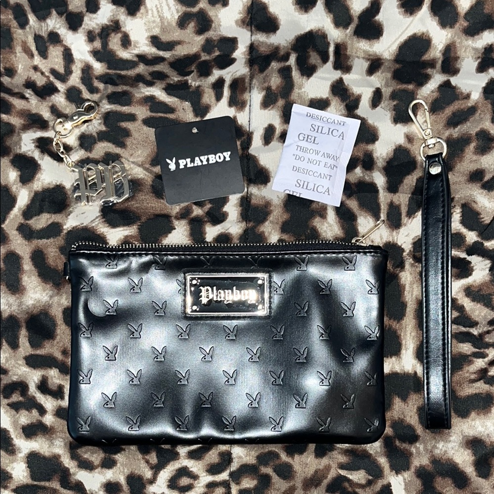 Playboy Black Embossed Wristlet